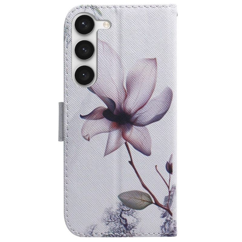 Lederhüllen Für Samsung Galaxy S23 5G Pinke Blume