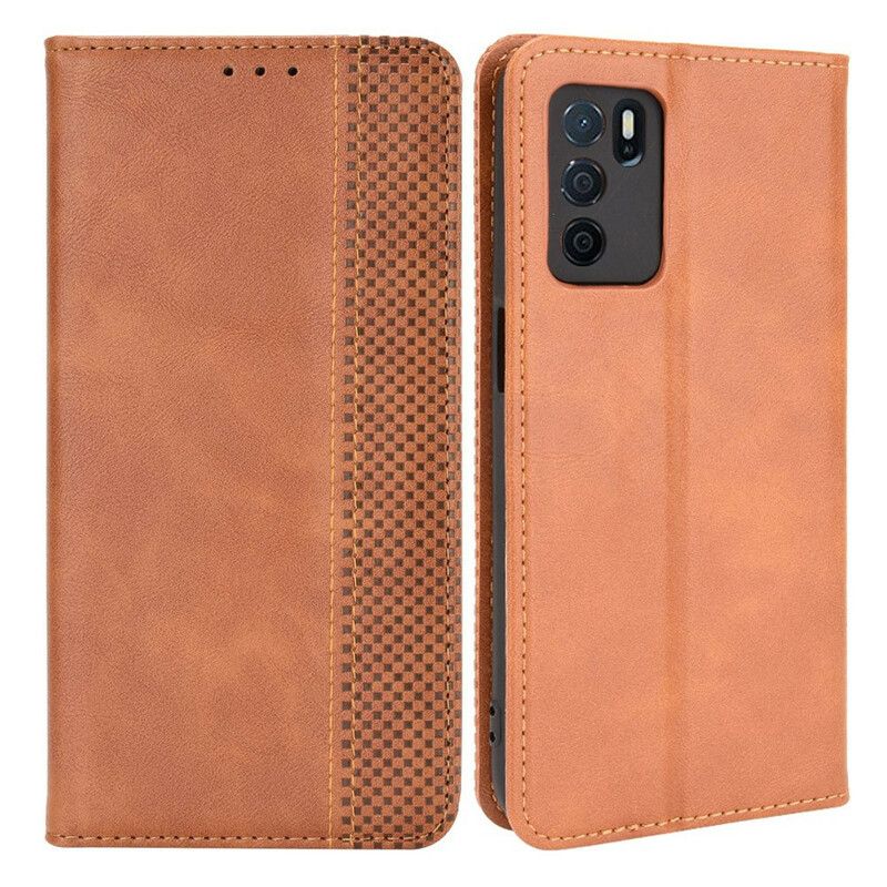 Flip Case Oppo A16 / A16s Stilisierter Vintage-ledereffekt