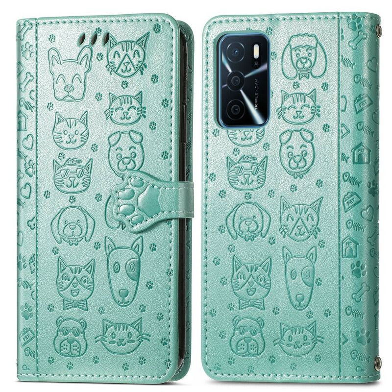 Lederhüllen Oppo A16 / A16s Animierte Tiere