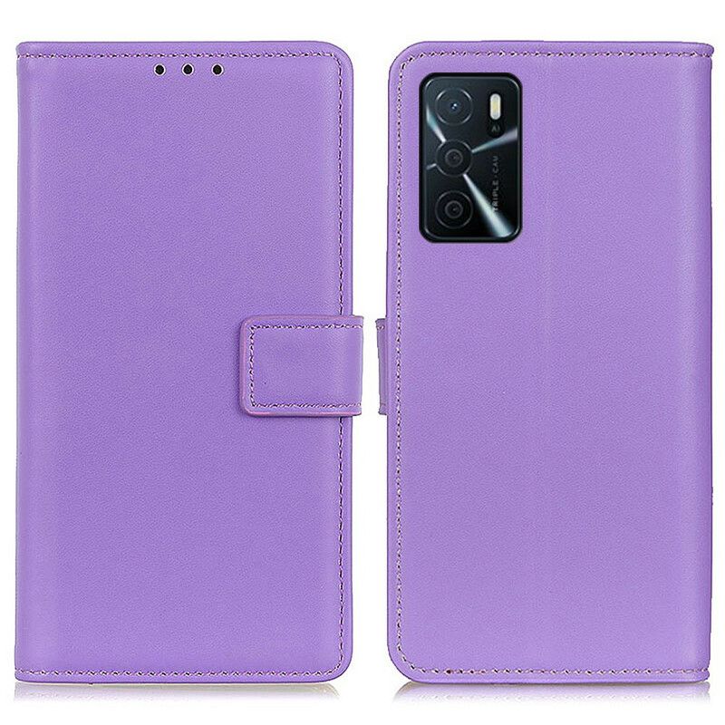 Lederhüllen Oppo A16 / A16s Handyhülle Glattes Kunstleder