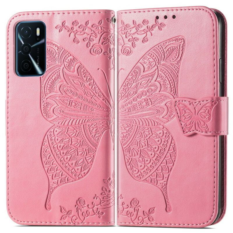 Lederhüllen Oppo A16 / A16s Handyhülle Halbe Schmetterlinge