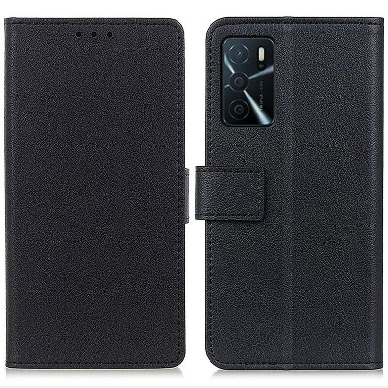 Lederhüllen Oppo A16 / A16s Handyhülle Schlichter Glänzender Ledereffekt