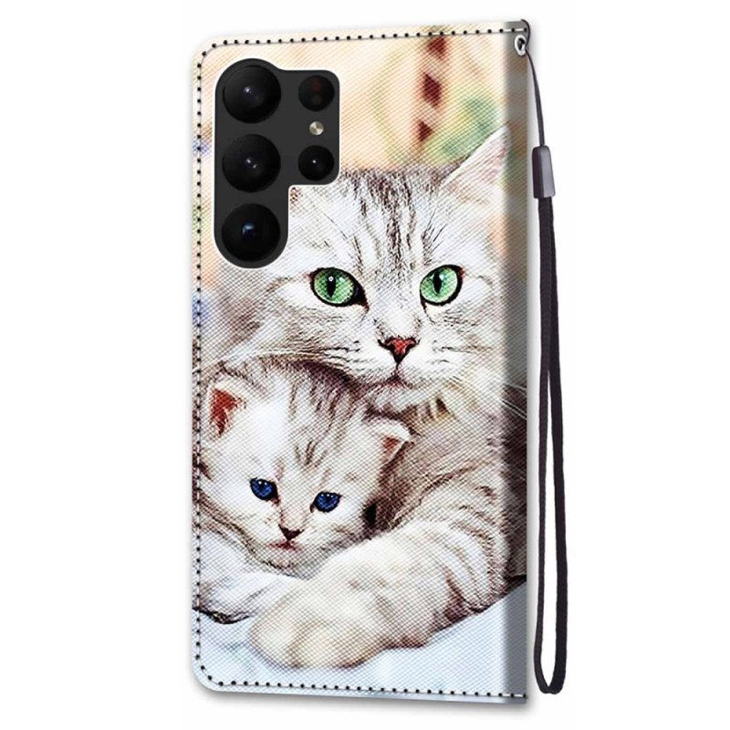 Flip Case Für Samsung Galaxy S23 Ultra 5G Katzenfamilie
