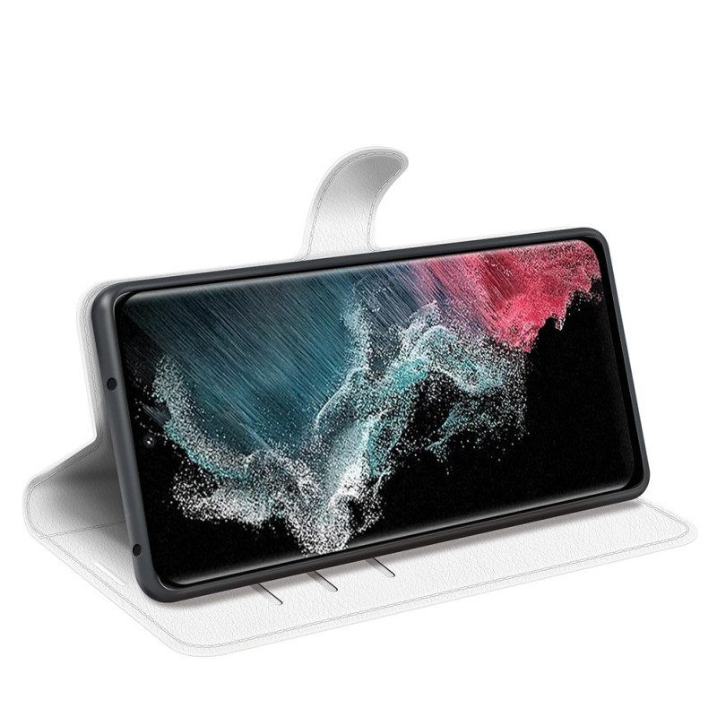 Flip Case Für Samsung Galaxy S23 Ultra 5G Klassischer Litschi-ledereffekt