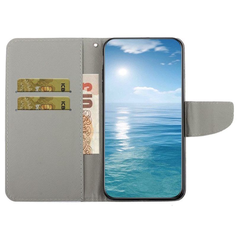 Flip Case Für Samsung Galaxy S23 Ultra 5G Mit Kordel Nur Giraffen Mit Riemen
