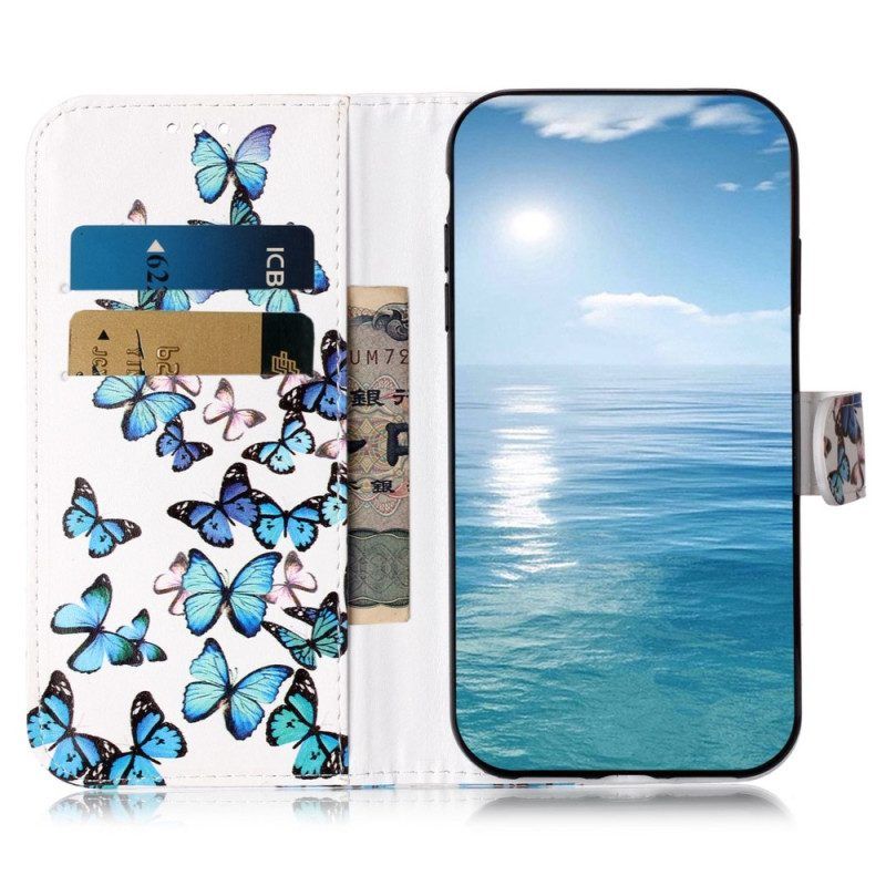 Flip Case Für Samsung Galaxy S23 Ultra 5G Schmetterlinge Im Flug