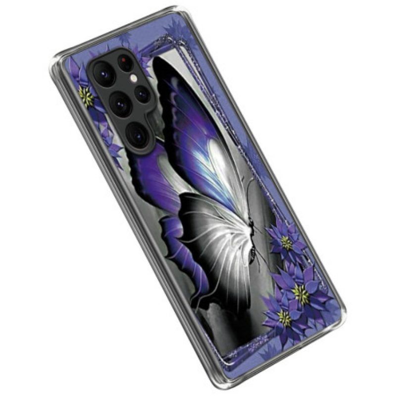 Hülle Für Samsung Galaxy S23 Ultra 5G Lila Schmetterling