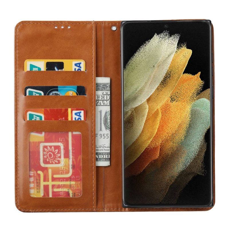 Schutzhülle Für Samsung Galaxy S23 Ultra 5G Flip Case Kartenhalter Aus Kunstleder