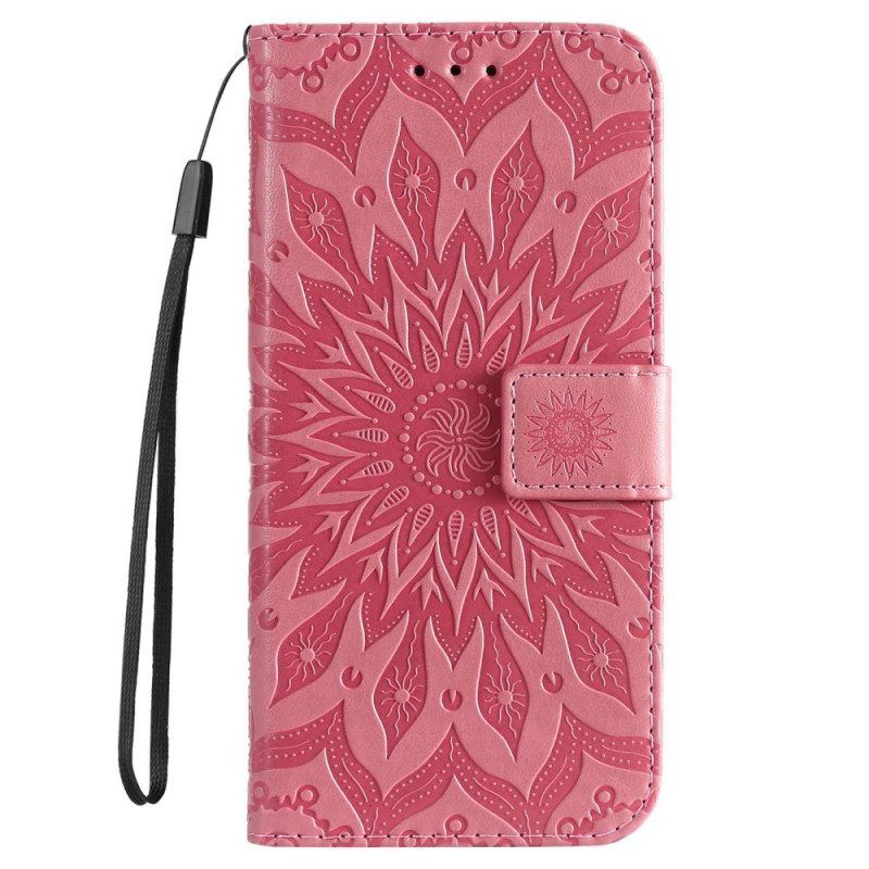 Flip Case Für iPhone 14 Pro Max Mandala-sonne Mit Schlüsselband