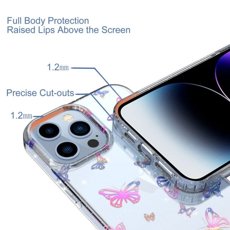 Handyhülle Für iPhone 14 Pro Max Nahtlose Schmetterlinge