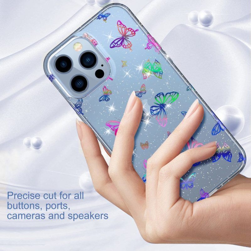 Handyhülle Für iPhone 14 Pro Max Nahtlose Schmetterlinge