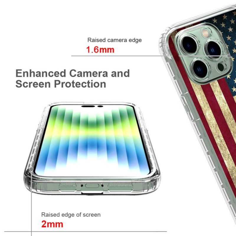 Hülle Für iPhone 14 Pro Max Verbesserte Amerikanische Flagge