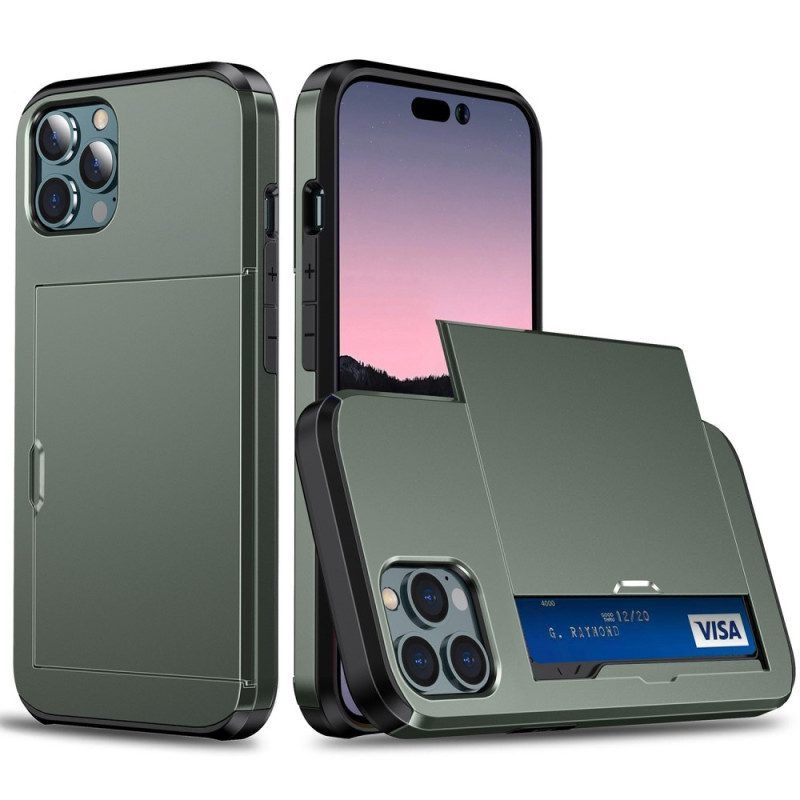 Hülle Für iPhone 14 Pro Max Zwei Kartenhalter Mit Reißverschluss