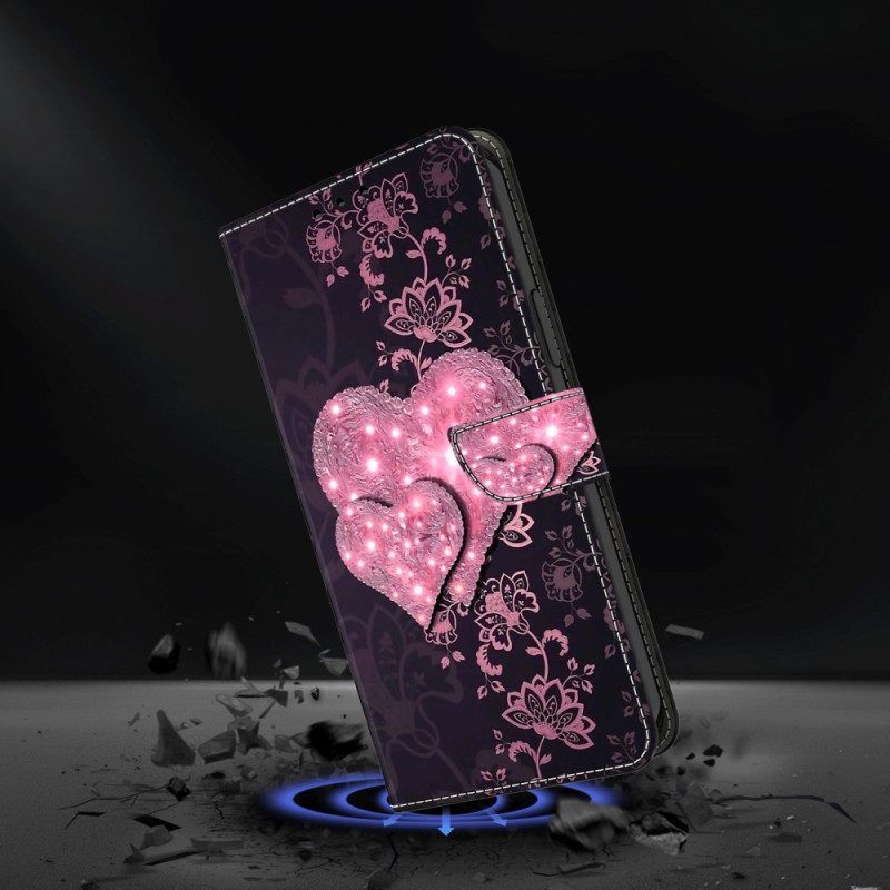 Flip Case Für iPhone 15 Pro Herzen