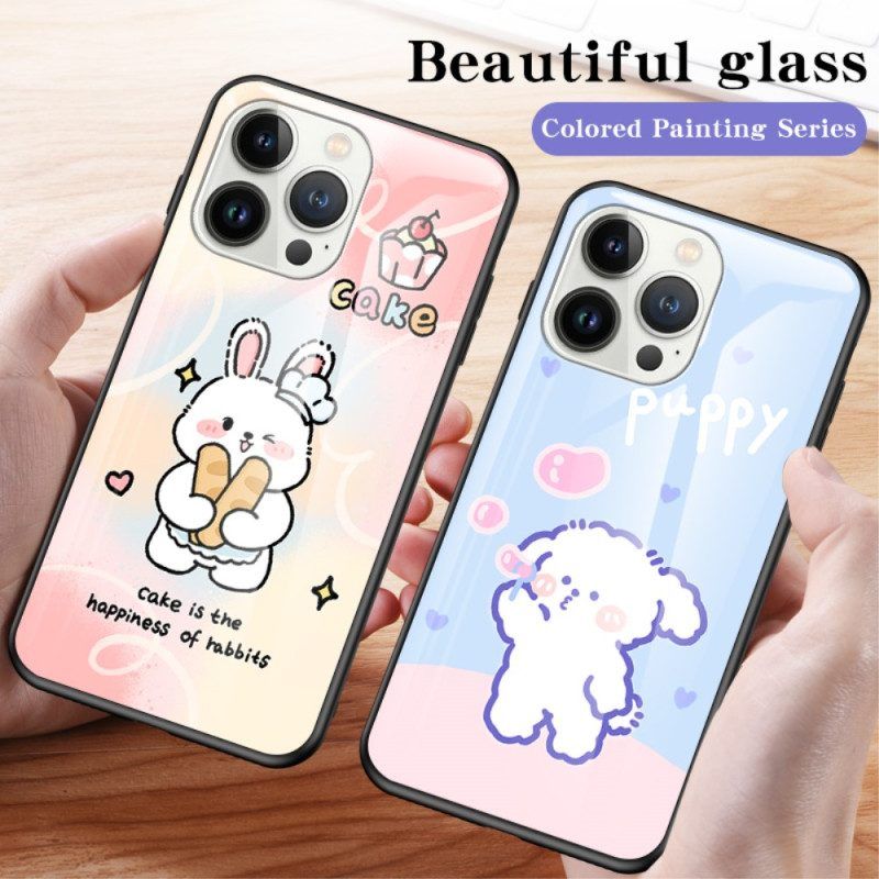 Handyhülle Für iPhone 15 Pro Bubble Dog Gehärtetes Glas