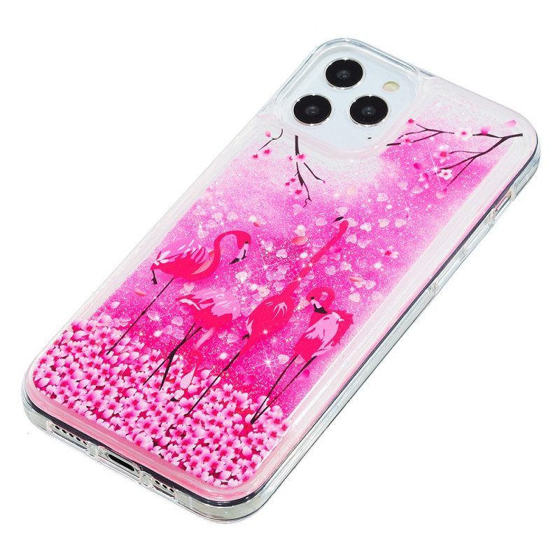 Hülle Für iPhone 15 Pro Flamingo-glitzer