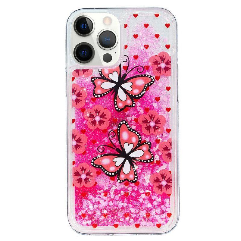Hülle Für iPhone 15 Pro Schmetterlinge Glitzer