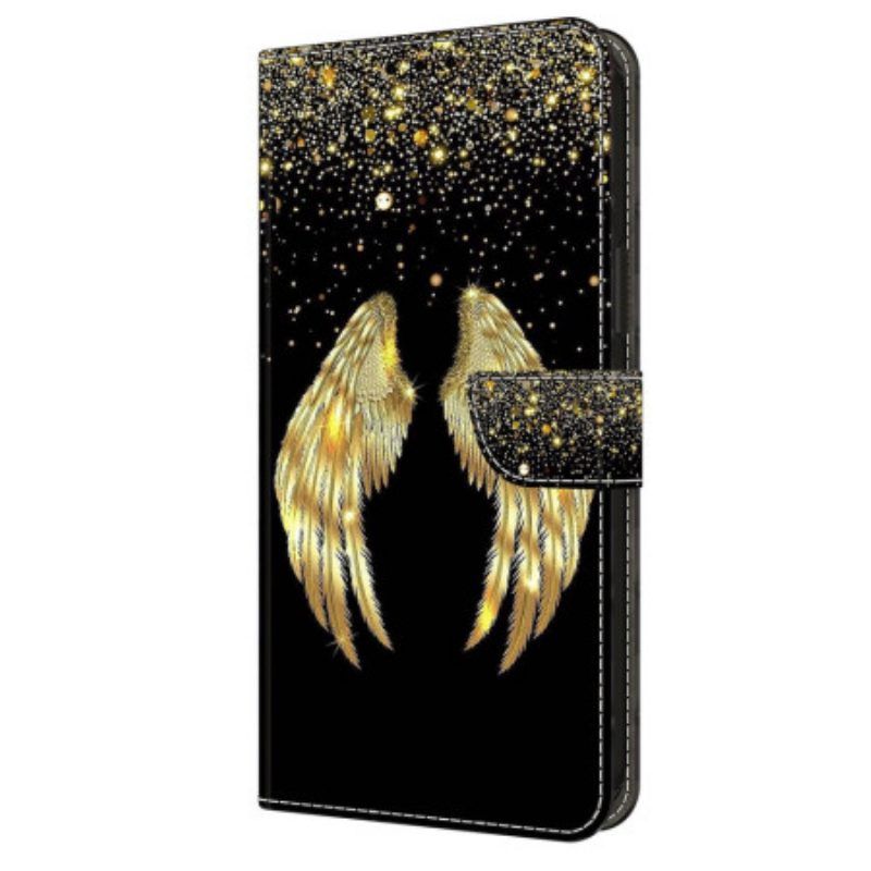 Lederhüllen Für iPhone 15 Pro Goldene Flügel