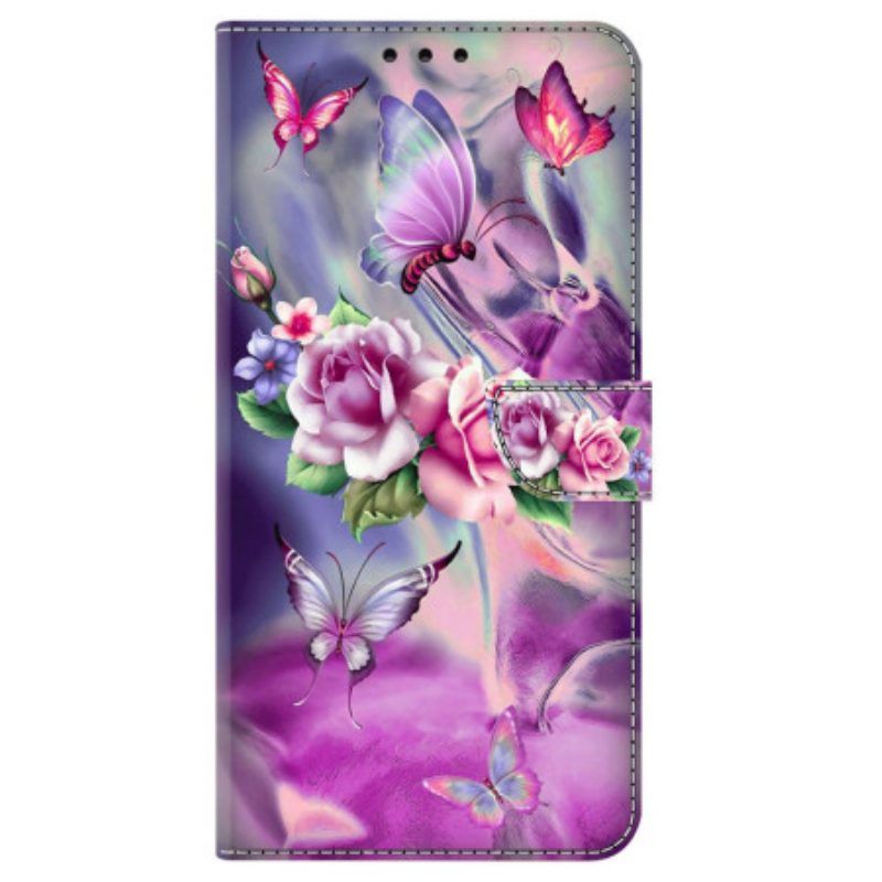 Lederhüllen Für iPhone 15 Pro Hübsche Blumen