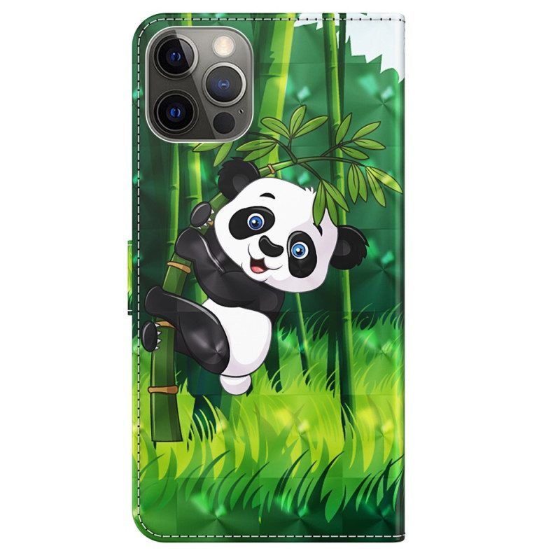 Lederhüllen Für iPhone 15 Pro Mit Kordel 3d-bambus-panda Mit Riemen