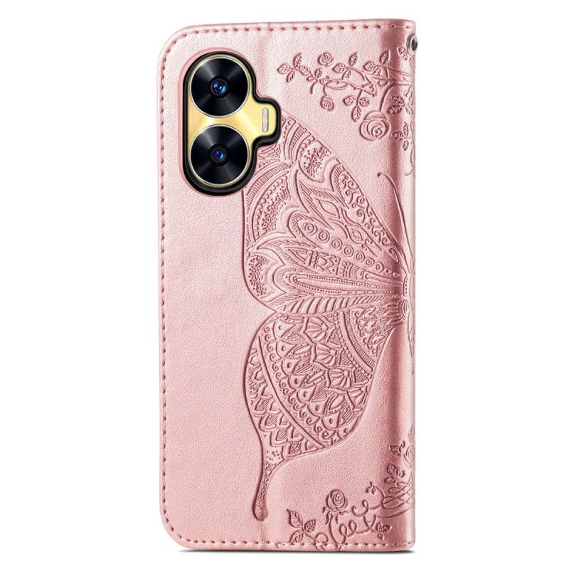 Lederhüllen Für Realme C55 Armband Mit Barockem Schmetterling