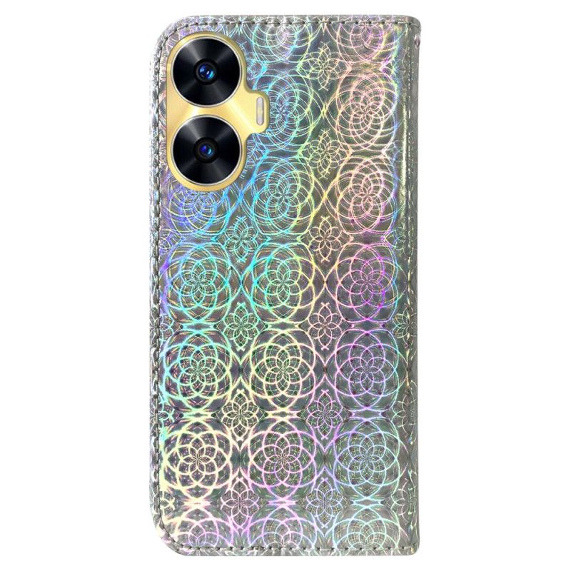 Lederhüllen Realme C55 Handyhülle Geldbörse Mit Riemen Im Disco-stil