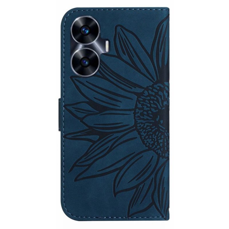 Lederhüllen Realme C55 Handyhülle Schultertasche Mit Sonnenblumenmuster