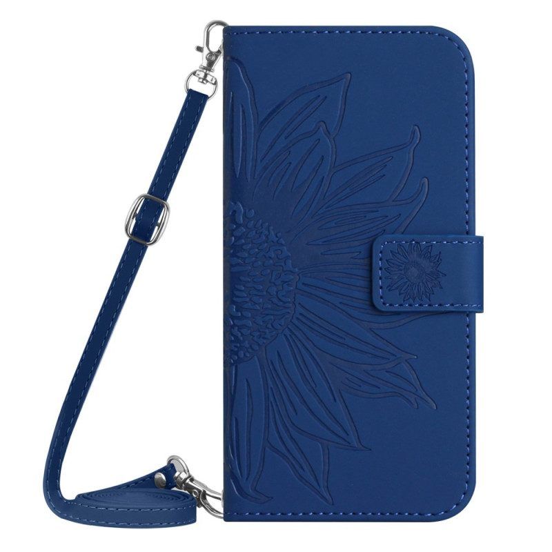 Flip Case Für Sony Xperia 10 IV Sonnenblume Und Schultergurt