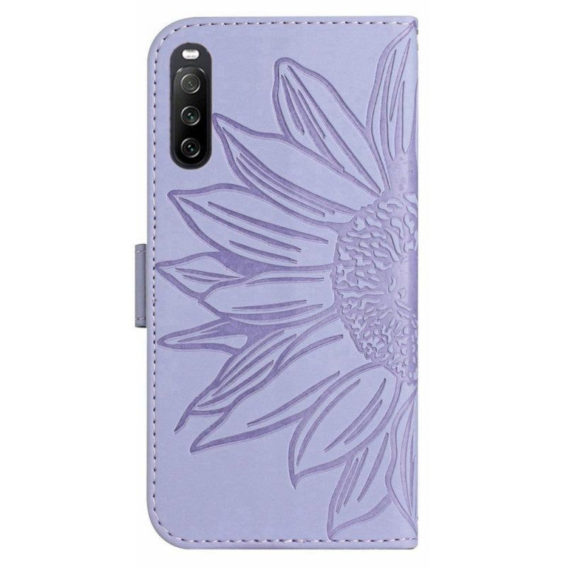 Flip Case Für Sony Xperia 10 IV Sonnenblume Und Schultergurt
