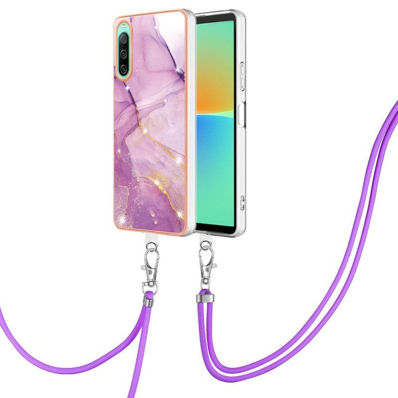 Handyhülle Für Sony Xperia 10 IV Mit Kordel Mit Marmorschnur