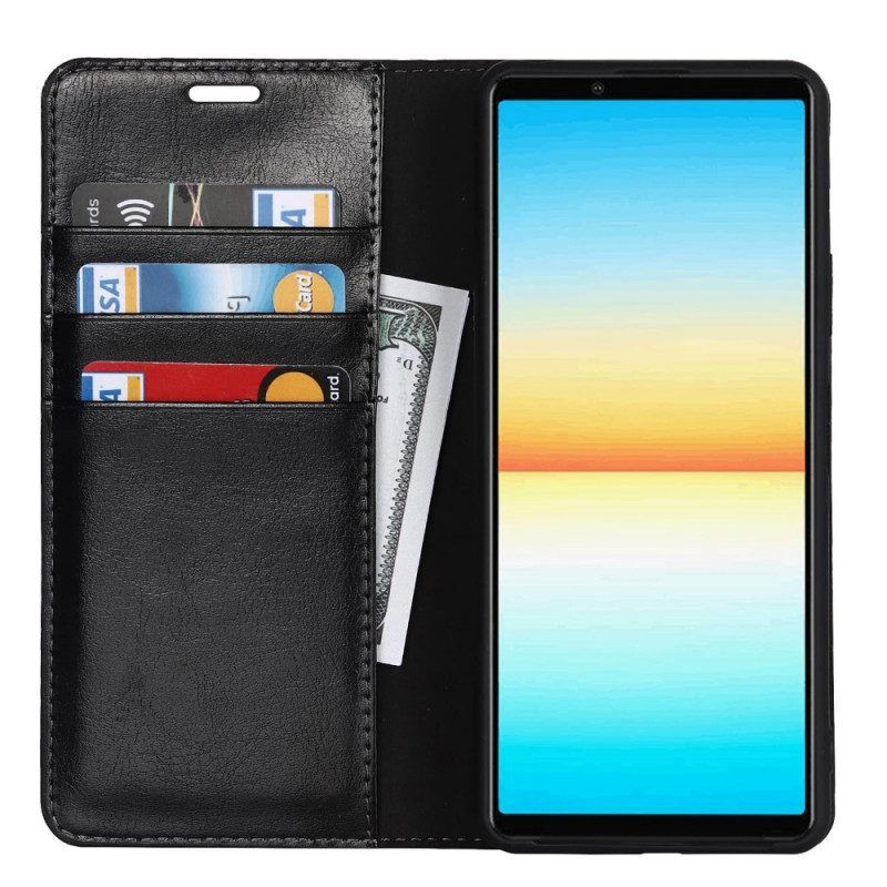 Schutzhülle Für Sony Xperia 10 IV Flip Case Echtes Leder