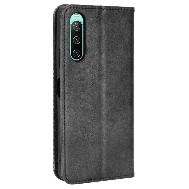 Schutzhülle Für Sony Xperia 10 IV Flip Case Stilisierter Lederstil