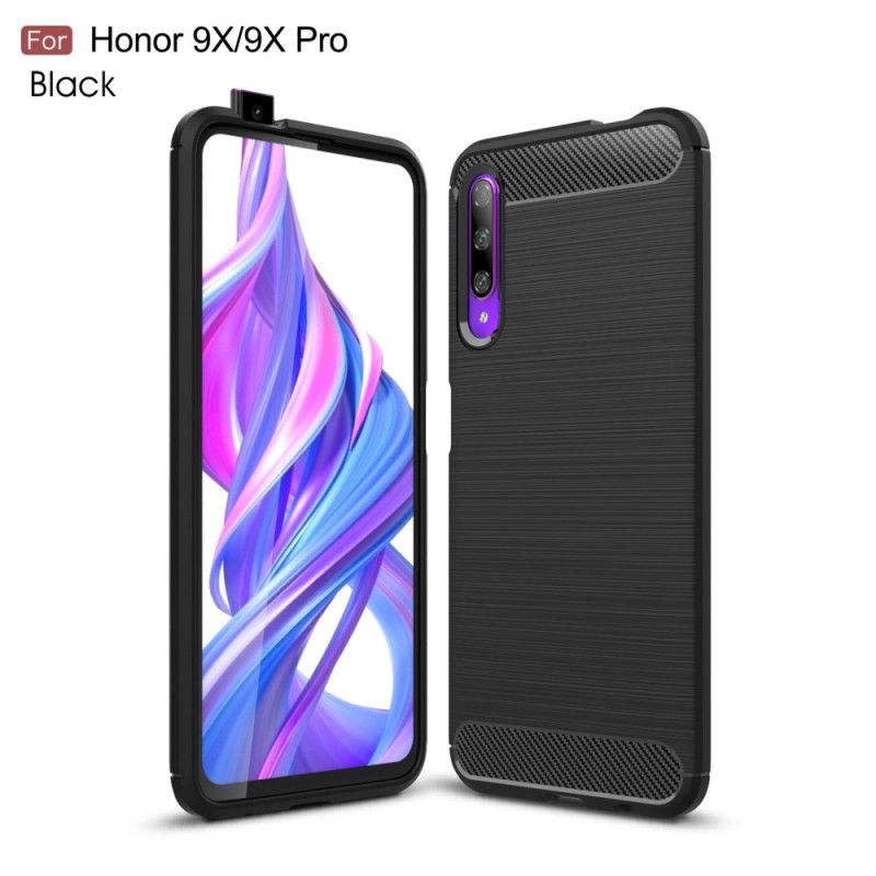 Hülle Für Honor 9X Pro Schwarz Gebürstete Kohlefaser