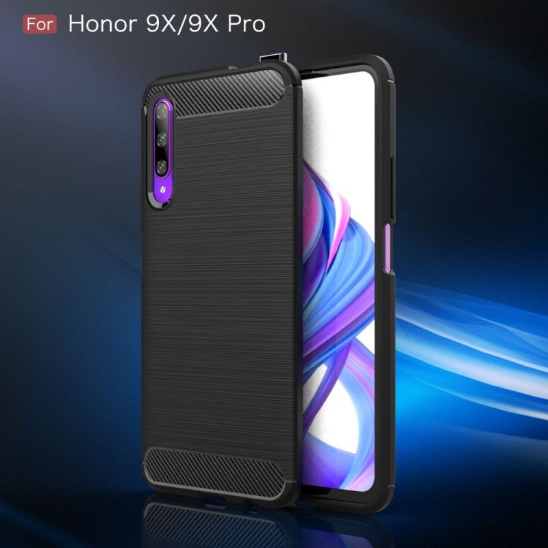 Hülle Für Honor 9X Pro Schwarz Gebürstete Kohlefaser