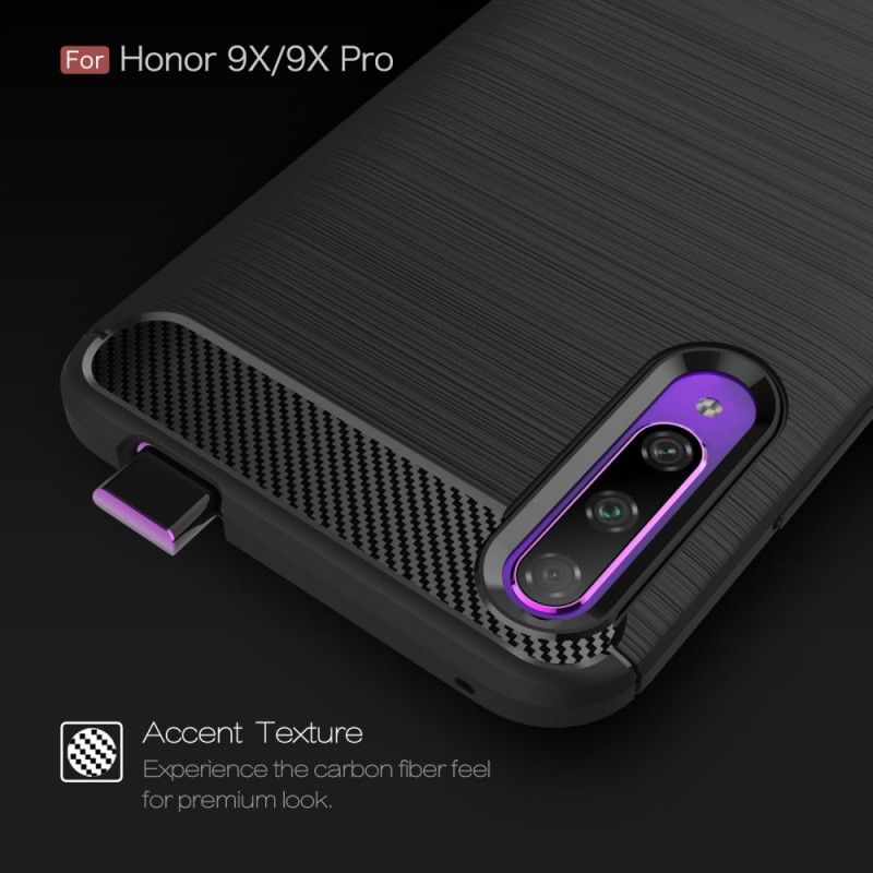 Hülle Für Honor 9X Pro Schwarz Gebürstete Kohlefaser