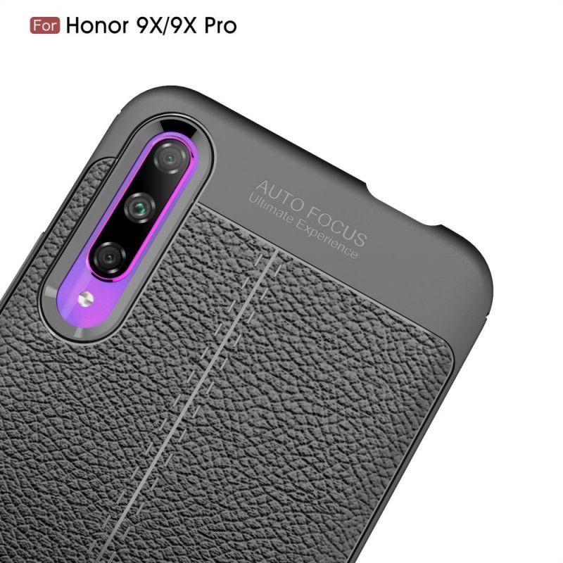 Hülle Honor 9X Pro Schwarz Doppellinien-Litschileder-Effekt