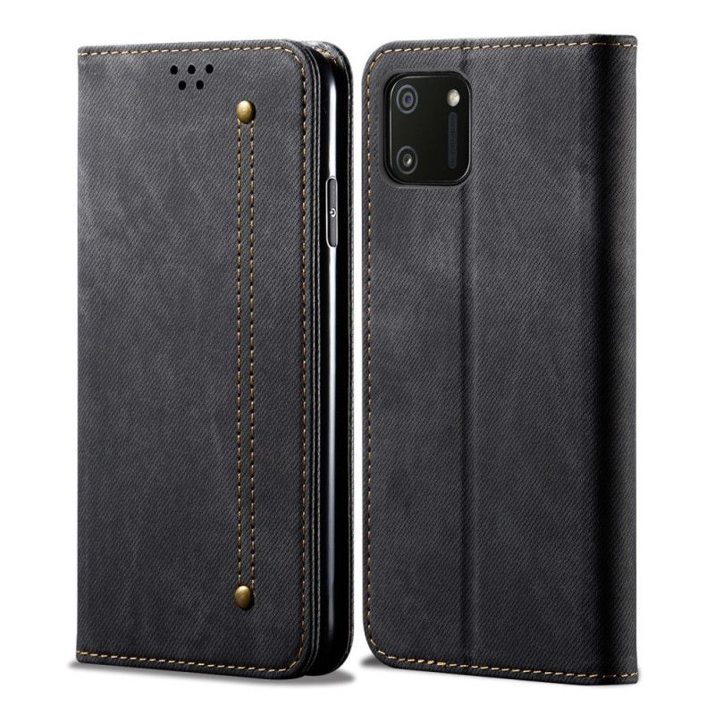 Flip Case Realme C11 Schwarz Handyhülle Textur Aus Kunstlederjeans