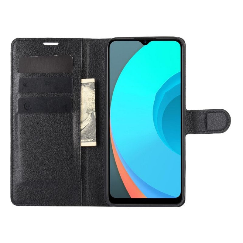 Lederhüllen Realme C11 Schwarz Klassischer Litschieffekt