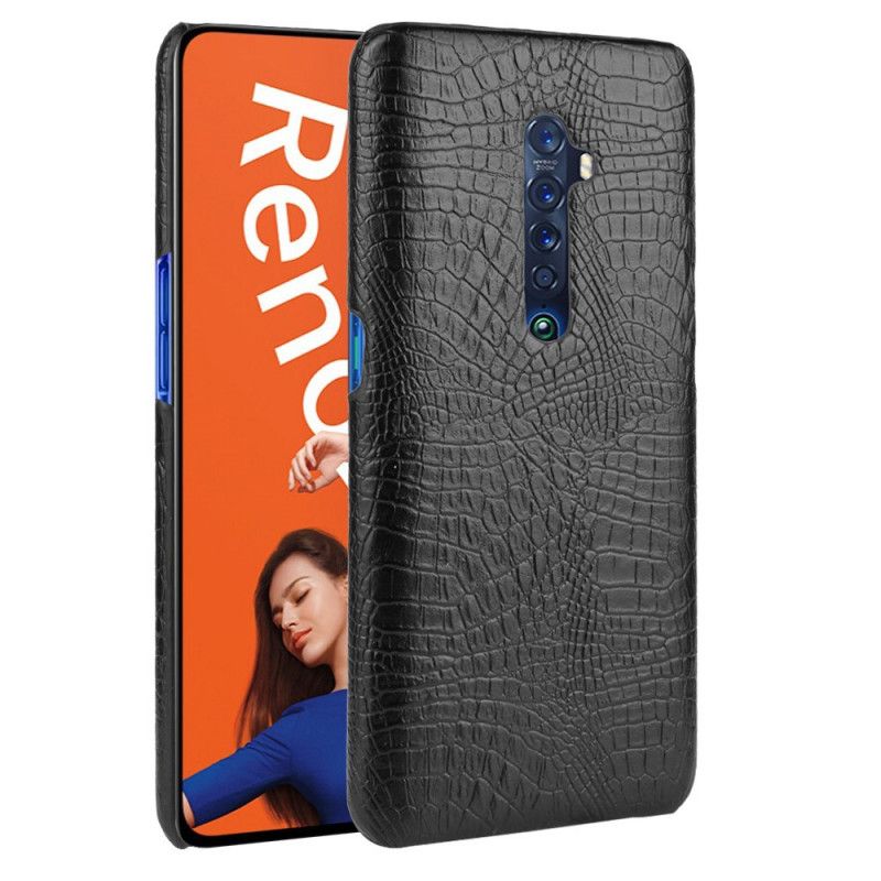 Hülle Oppo Reno 2 Schwarz Krokodilhauteffekt