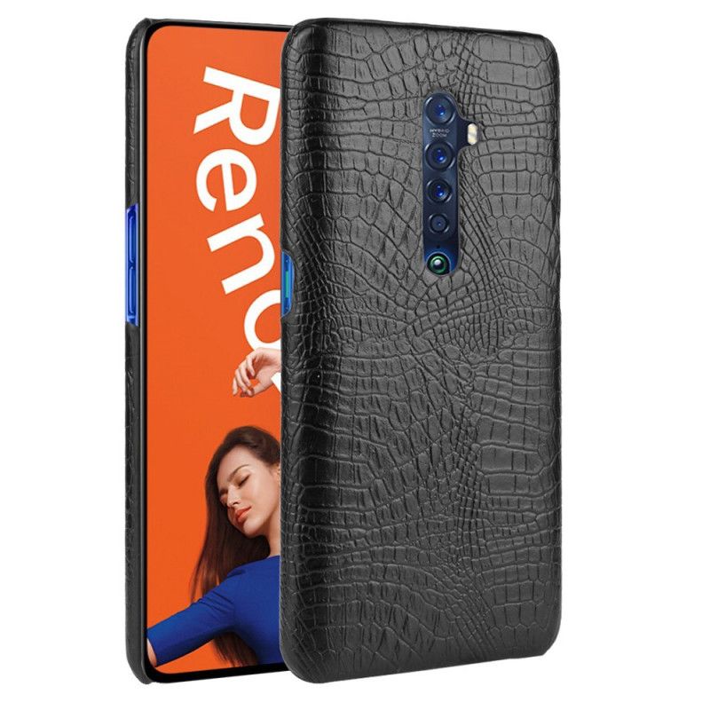 Hülle Oppo Reno 2 Schwarz Krokodilhauteffekt