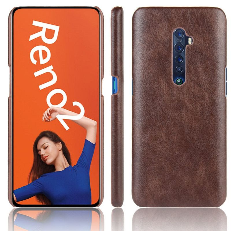 Hülle Oppo Reno 2 Schwarz Litschileder-Effekt