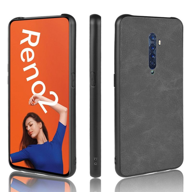 Hülle Oppo Reno 2 Schwarz Raffinierter Look Mit Ledereffekt