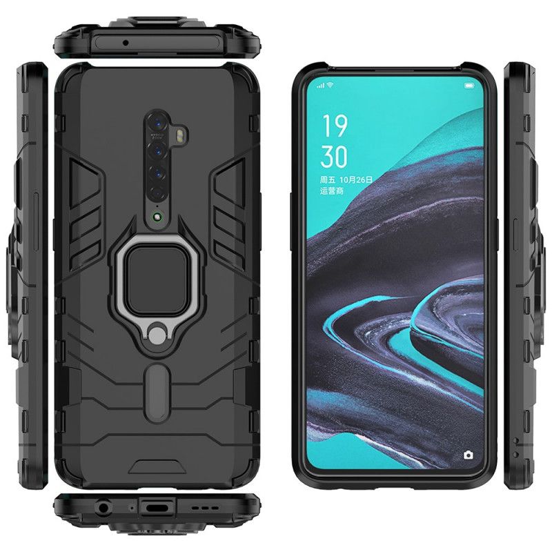 Hülle Oppo Reno 2 Schwarz Widerstandsfähiger Ring