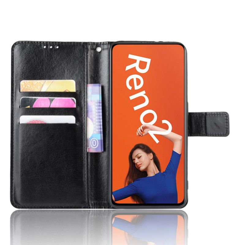 Lederhüllen Oppo Reno 2 Schwarz Auffälliges Kunstleder