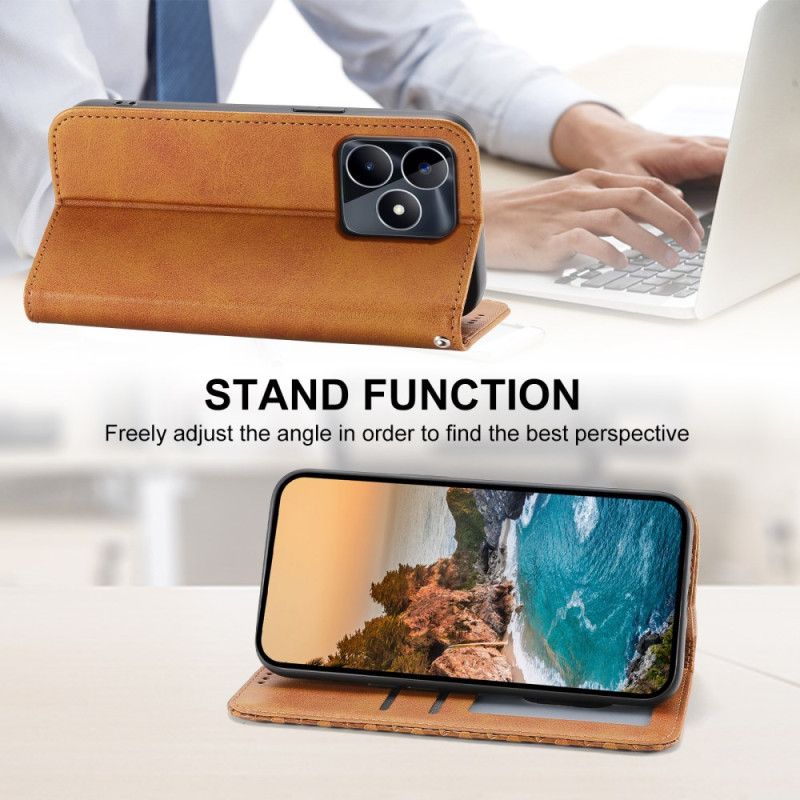 Flip Case Für Realme C53 Riemen Mit Rautenmuster