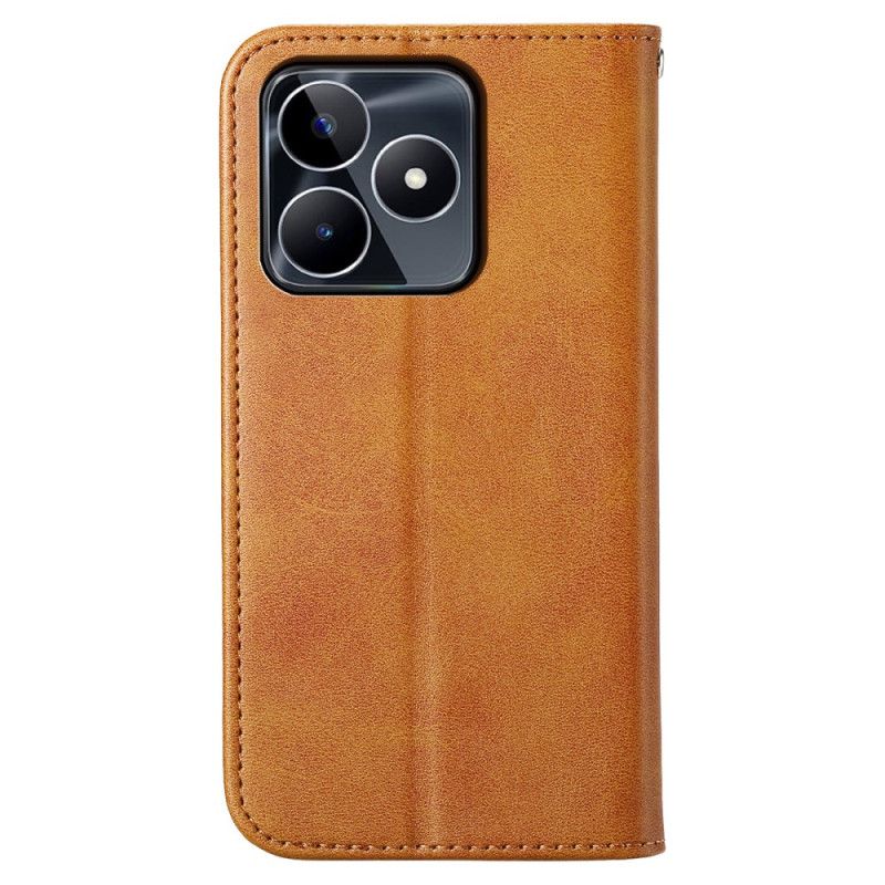 Flip Case Für Realme C53 Riemen Mit Rautenmuster