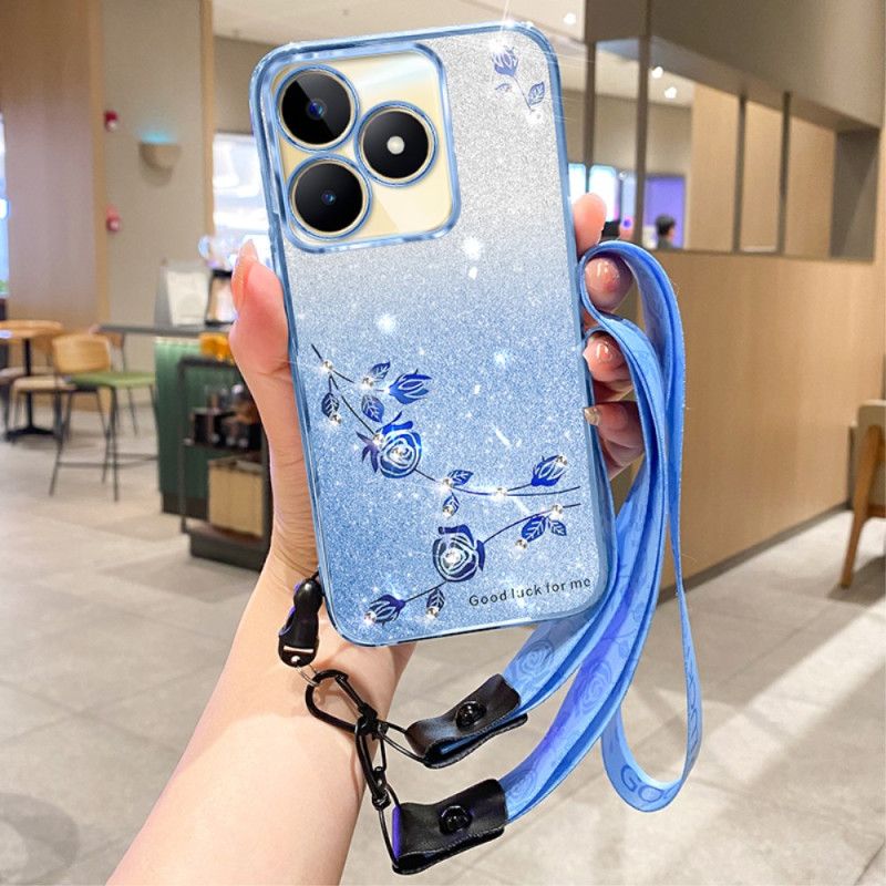 Hülle Für Realme C53 Kadem Glitzer- Und Strasshalter Mit Umhängeband