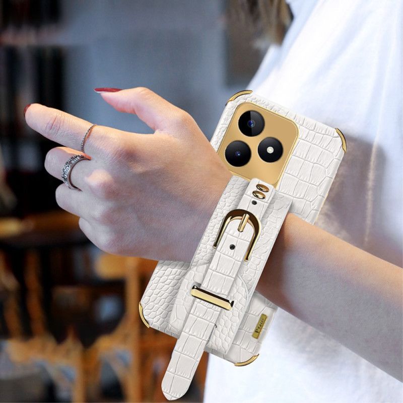 Hülle Realme C53 Armbandhalterung In Krokodiloptik