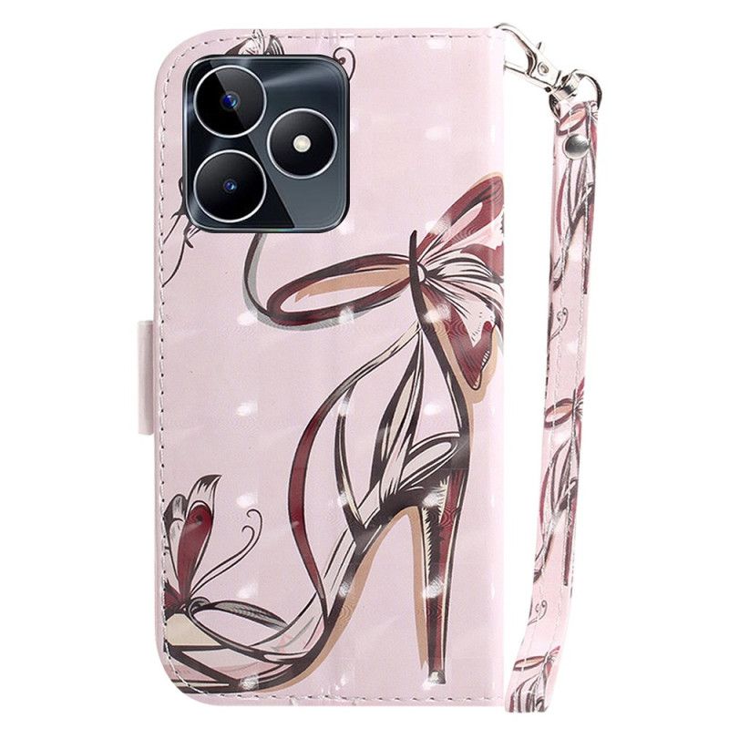 Lederhüllen Für Realme C53 High-heel-halter Mit Umhängeband