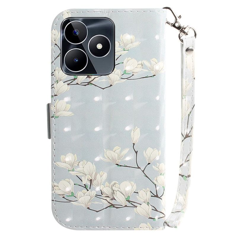 Lederhüllen Für Realme C53 Magnolienhalter Mit Umhängeband